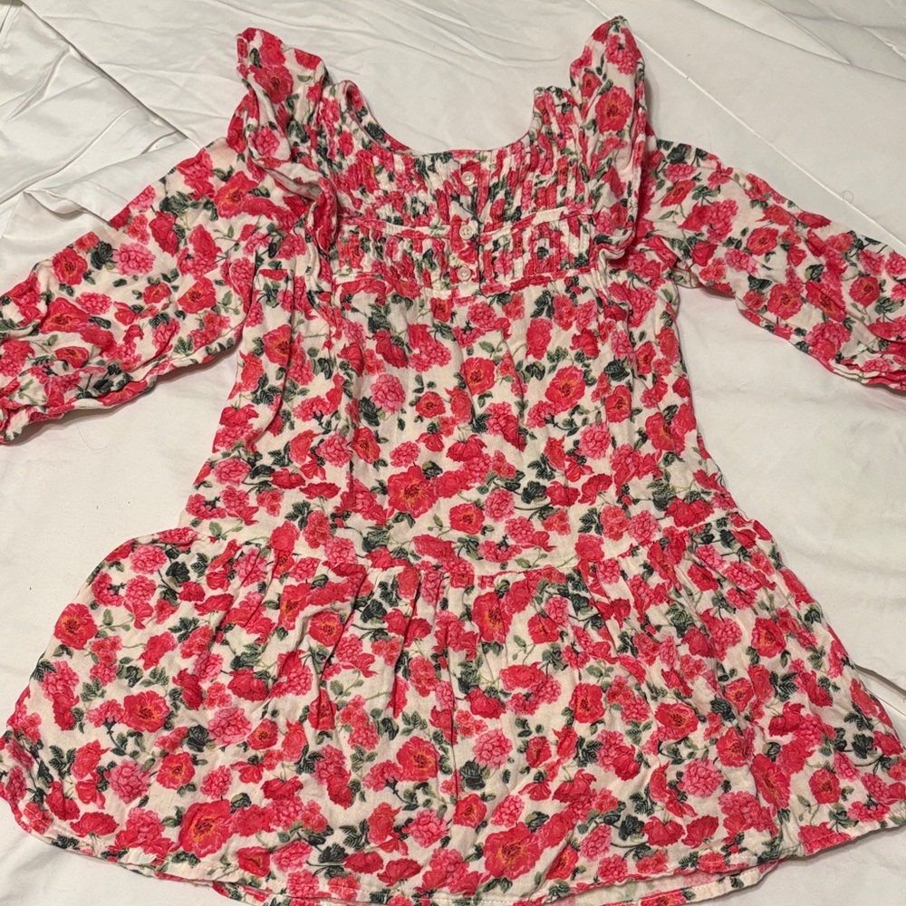 Old Navy Floral Kids Dress - Red and White